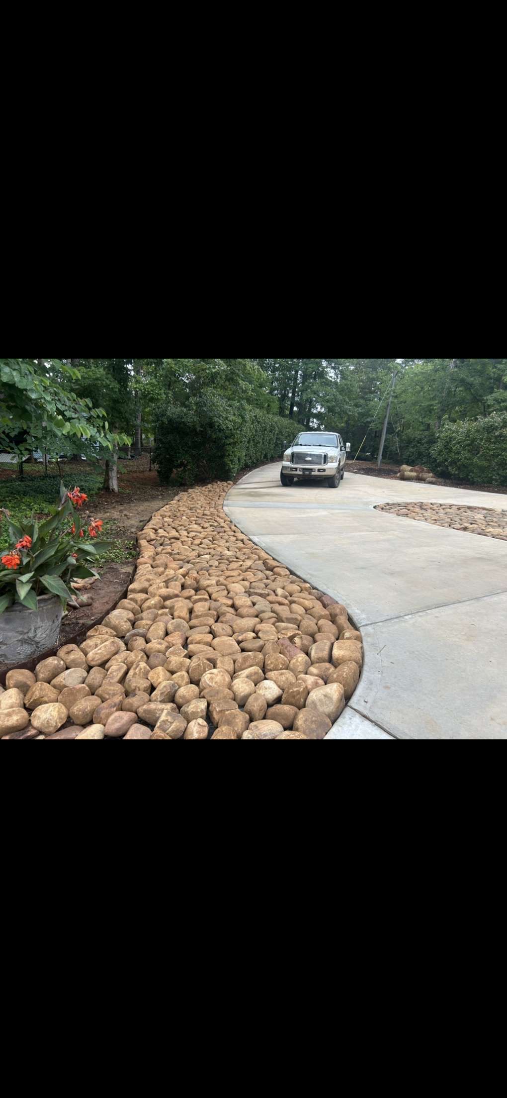 Rock driveway construction